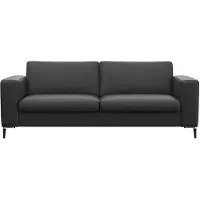 FLEXLUX 2,5-Sitzer "Fiore, superbequemer Sitzkomfort durch Kaltschaum im Sitz", schwarz (deep schwarz), B:196cm H:85cm T:92cm, 100% Echteder, Sofas, 2 5-Sitzer, breite Armlehnen, Füße Alu+schwarz