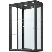 Fif möbel Vitrine FIF MÖBEL "OPTIMA", schwarz, B:56cm H:82cm T:25,2cm, Holzwerkstoff, Sicherheitsglas ESG, Schränke, Vitrine, Hängevitrine/Glasvitrine 2x Glastür,perfekt für Sammler,Sammlervitrine