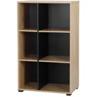 Places Of Style Aktenregal "Moid", braun (eiche natur, schwarzer graphit), B:64,5cm H:106cm T:40cm, MDF, Regale, Aktenregal, Bücherregal, Maße 64,5x40x106 cm, 6 Fächer für viel Stauraum