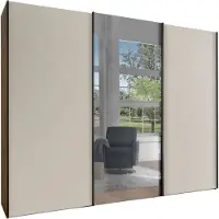 Wiemann Schwebetürenschrank "Monaco", braun (bianco, eiche, nachbildung), B:278,9cm H:236cm T:67cm, Holzwerkstoff, Kristallglas, Schränke, Schwebetürenschrank, hochwertige Beschläge