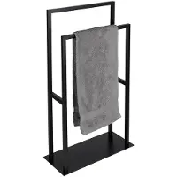Wenko Handtuchständer "Modell Rivaltana", schwarz, B:46cm H:80cm T:20cm, Edelstahl, Metall, Handtuchhalter, Handtuchständer, freistehend, für Handtücher und Kleidung, Edelstahl, Industrial Style
