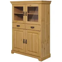 Otto Home Highboard "Rügen", beige (natur), B:95cm H:130cm T:40cm, Massivholz, Sideboards, Highboard, Vitrine im Landhausstil, zertifiziertes Massivholz, Höhe 131 cm