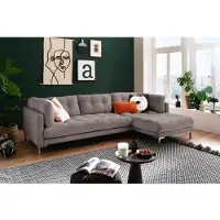 Otto Home Ecksofa "Landau L-Form", grau, B:275cm H:75cm T:158cm, Sofas, Ecksofa, in Cord-Stoff mit Metallfuß