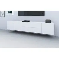 Borchardt Möbel Lowboard BORCHARDT MÖBEL "Sophia, TV-Schrank Breite 190 cm", weiß (weiß matt), B:190cm H:35cm T:35cm, Holzwerkstoff, Sideboards, Lowboard, 3 Türen und 2 Schubkästen, zur Wandmontage