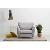 Home affaire Sessel "MARSEILLE", grau (cloud grau), B:103cm H:88cm T:90cm, 100% Polyester, Sessel, Sessel, Massivholzbeine Eiche, Landhausstil, Wellenunterfederung