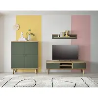 Inosign Lowboard "MAVAS", grün (evoke eiche dekor, salbei), B:160cm H:50cm T:40cm, Sideboards, Lowboard, in moderner Trendfarbe, Griffe aus Metall (Schwarz), Breite 160 cm