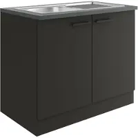 Optifit Spülenschrank "Palma", schwarz (anthrazit, anthrazit, anthrazit), B:100cm H:84,8cm T:60cm, Holzwerkstoff, Schränke, Spülenschrank, Breite 100 cm, inklusive Einbauspüle