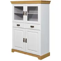 Home affaire Highboard "Rügen", weiß (weiß, honig), B:95cm H:130cm T:40cm, Massivholz, Sideboards, Highboard, Vitrine im Landhausstil, zertifiziertes Massivholz, Höhe 131 cm