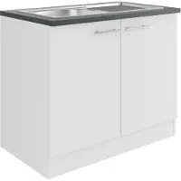 Optifit Spülenschrank "Bella", weiß (weiß, weiß, anthrazit), B:100cm H:84,8cm T:60cm, Holzwerkstoff, Schränke, Spülenschrank, Breite 100 cm, mit Edelstahl-Einbauspüle