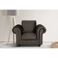 Home affaire Sessel "MENDITTE", braun, B:117cm H:90cm T:93cm, 100% Polyester, Sessel, Sessel, Knopfheftung an Armlehnen und vorderer Leiste, hohe Qualiität