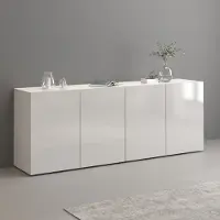 Otto Home Sideboard "Egypt, Kommode, Schrank, grifflos", weiß, B:180cm H:70cm T:38cm, Sideboards, Sideboard, 4 Türen, Fronten Hochglanz lackiert, Breite 180