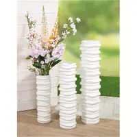 Casablanca by Gilde Bodenvase "Bodenvase "Rillo", weiß, B:17cm H:58cm T:17cm, Keramik, Vasen, Bodenvase