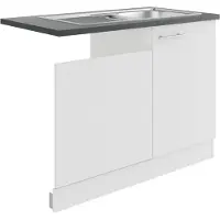 Optifit Spülenschrank "Bella", weiß (weiß, weiß, anthrazit), B:110cm H:84,8cm T:60cm, Holzwerkstoff, Schränke, Spülenschrank, Breite 110 cm, für teilintegrierten Geschirrspüler