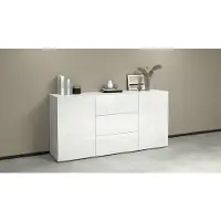 Inosign Sideboard "Egypt, Kommode, Schrank, grifflos", weiß, B:160cm H:80cm T:90.122.057cm, Sideboards, Sideboard, 2 Türen, 3 Schubkästen, komplett weiß Hochglanz lackiert,Breite 160 cm