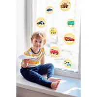 Komar Fensterbild "Fenstersticker - Cars Ka-Chow Bubbles - Größe 30 x 30 cm, 2 Bogen", bunt, B:30cm L:30cm, Materialmix, Fensterbilder, Fensterbild