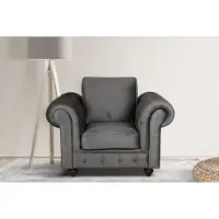 Home affaire Sessel "MENDITTE", grau (anthrazit), B:117cm H:90cm T:93cm, 100% Polyester, Sessel, Sessel, Knopfheftung an Armlehnen und vorderer Leiste, hohe Qualiität