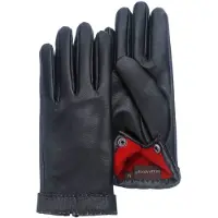 PEARLWOOD Lederhandschuhe "Ann", Damen, Gr. 7, schwarz, Leder, unifarben, Handschuhe Lederhandschuhe, Dekorative Handsteppung am Bund