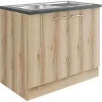 Optifit Spülenschrank "Bella", beige (wildeiche, wildeiche, anthrazit), B:100cm H:84,8cm T:60cm, Holzwerkstoff, Schränke, Spülenschrank, Breite 100 cm, mit Edelstahl-Einbauspüle