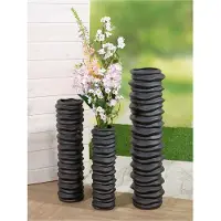 Casablanca by Gilde Bodenvase "Bodenvase "Rillo", schwarz, B:20cm H:78cm T:20cm, Keramik, Vasen, Bodenvase