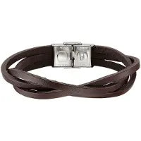 Bruno Banani Lederarmband "Schmuck", braun (edelstahlfarben, braun), Armbänder, 21cm, Edelstahl Leder, Edelstahl, Leder, Lederarmband