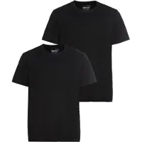 Man'S World Rundhalsshirt Packung, 2er Pack, 2 Stk. Kurzarm, unifarben, Rundhals, aus Baumwolle, Gr. 4XL (68/70), 2x schwarz, , 49929434-4XL
