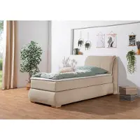 Home affaire Boxspringbett "Breitenthal", beige, B:112cm L:222cm, Komplettbetten, Boxspringbett, abnehmbare Rückenkissen mit Klettband