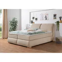 Home affaire Boxspringbett "Breitenthal", beige, B:192cm L:222cm, Komplettbetten, Boxspringbett, abnehmbare Rückenkissen mit Klettband