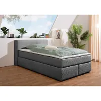 Andas Boxspringbett "Åby", grau (anthrazit), B:147cm L:225cm, Komplettbetten, Boxspringbett, In Cord Bezug, wahlweise mit und ohne Matrazte erhältlich