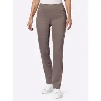 Casual Looks Schlupfhose , Damen, Gr. 19, Kurzgrößen, grau (dunkeltaupe), 65% Baumwolle, 33% Polyester, 2% Elasthan, unifarben, lang, Hosen Schlupfhose
