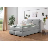 Home affaire Boxspringbett "Breitenthal", grau, B:152cm L:222cm, Komplettbetten, Boxspringbett, abnehmbare Rückenkissen mit Klettband