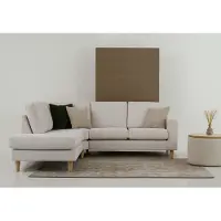 Otto Home Ecksofa "Tvinno", beige (sand), B:230cm H:87cm T:218cm, 100% polyester, Sofas, Ecksofa, im skandinavischen Stil, L-Form, mit Massivholzfüßen, Breite 230 cm
