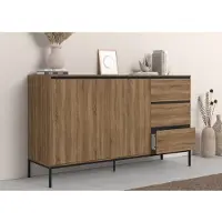 Inosign Sideboard "Bari", schwarz (eiche, schwarz), B:140cm H:82cm T:40cm, Sideboards, Sideboard, Kommode mit 2 Türen und 3 Schubkästen, Breite 140 cm