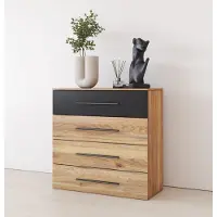 Home affaire Kommode "Faweza,Breite 91 cm, Schubladenkommode, Sideboard mit Schublden", braun (eiche mauvella, schwarz), B:91cm H:92cm T:40cm, Sideboards, Kommode, Mehrzweckschrank viel Stauraum