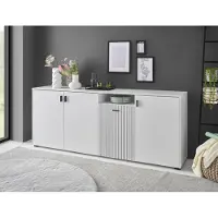 Home affaire Sideboard "Hudson", schwarz-weiß (weiß, schwarz), B:200cm H:80cm T:42cm, Holzwerkstoff, Sideboards, Sideboard, in moderner Trendfarbe, Griffe aus Metall (Schwarz), Breite 200 cm
