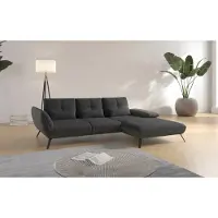 Otto Home Ecksofa "Mikado L-Form", grau (dunkelgrau), B:276cm H:88cm T:183cm, 100% Polyester, Sofas, Ecksofa, inkl. Sitztiefenverstellung und Armteilverstellung