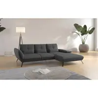 Places Of Style Ecksofa "Mikado L-Form", grau (charcoal), B:276cm H:88cm T:183cm, 100% Polyester, Sofas, Ecksofa, inkl. Sitztiefenverstellung und Armteilverstellung