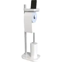 Bischof WC-Garnitur "Stena", weiß, B:25cm H:73cm L:16cm, Aluminium, Kunststoff, Reinigungsbürsten, WC-Garnitur, WC-Komplettsystem, Alu-Kunststoff, Ablage, TPE-Bürste, beschwert