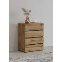 Otto Home Kommode "Cross,Breite 60 cm, moderne grifflose Sideboard,4 Schubkästen", schwarz (natur), B:60cm H:78,5cm T:40cm, Sideboards, Kommode, Schubladenschrank mit viel Stauraum, Flur Highboard