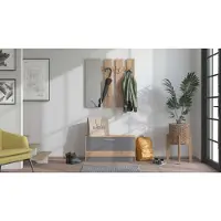 Home affaire Garderoben-Set "Rimini, Set 2tlg", braun (artisan eiche), B:91,5cm H:202cm T:28cm, Holzwerkstoff, Kastenmöbel-Sets, Garderoben-Set, bestehend aus Garderobenpaneel und Schuhschrank