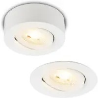 Briloner Desi 2 in 1 LED Aufbauspot und Einbaustrahler, 2 in 1 LED Aufbauspot und Einbaustrahler, Schwenkbar, Flach, Warmweißes Licht, Weiß, Ø9 x 3 cm