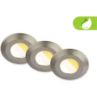 Briloner LED-Einbauleuchte Klira, nickel matt, Ø 9 cm, IP44, 3er