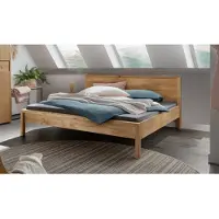 Home affaire Massivholzbett "Huven Doppelbett, Holzbett", braun (eiche natur), B:205cm H:90cm L:205cm, Betten, Massivholzbett, Massivholz, Skandinavisches Design, Robust, stabil, FSC zertifiziert