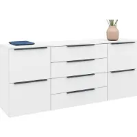 Borchardt Möbel Sideboard BORCHARDT MÖBEL "Tom", weiß (weiß, matt), B:166cm H:72cm T:35cm, Holzwerkstoff, Sideboards, Sideboard, Breite 166 cm, verstellbare Einlegeböden, lackierte Alu-Profilgriffe