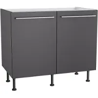 Kochstation Spülenschrank "KS-Bern2", grau (anthrazit, anthrazit), B:100cm H:87cm T:58,4cm, Holzwerkstoff, Schränke, Spülenschrank, Breite 100 cm, 2 Türen
