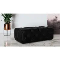 Home affaire Polsterhocker "FOLLINA", schwarz, B:130cm H:39cm T:65cm, 100% Polyester, Hocker, Polsterhocker, Polsterhocker mit klassischer Chesterfield-Knopfheftung