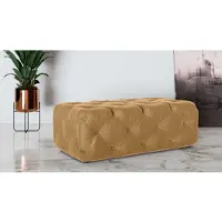 Home affaire Polsterhocker "FOLLINA", gold, B:130cm H:39cm T:65cm, 100% Polyester, Hocker, Polsterhocker, Polsterhocker mit klassischer Chesterfield-Knopfheftung