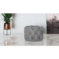 Home affaire Hocker "FOLLINA", grau, B:60cm H:39cm T:60cm, 100% Polyester, Hocker, Hocker, Polsterhocker mit klassischer Chesterfield-Knopfheftung