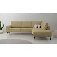 Otto Home Ecksofa "Vosby", gold (brass), B:260cm H:85cm T:208cm, 90% polyester, 10% nylon, Sofas, Ecksofa, 260 cm, Chenille, mit dekorativer Kedernaht, Wellenunterfederung