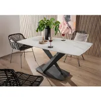 Paroli Esstisch , schwarz (schwarz, weiß marmoriert), B:160cm H:74cm T:89cm, Tische, Esstisch, Keramiktischplatte