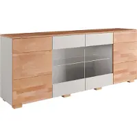 Home affaire Sideboard "Citra teilmassiv", grau (kernbuche und grau), B:200cm H:80cm T:40cm, Sideboards, Sideboard, Breite 200cm,moderne grifflose Optik mit push to open Funktion